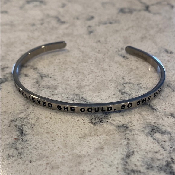 MantraBand Bracelets Inspirational Silver Cuff Bracelet Set - Picture 4 of 5